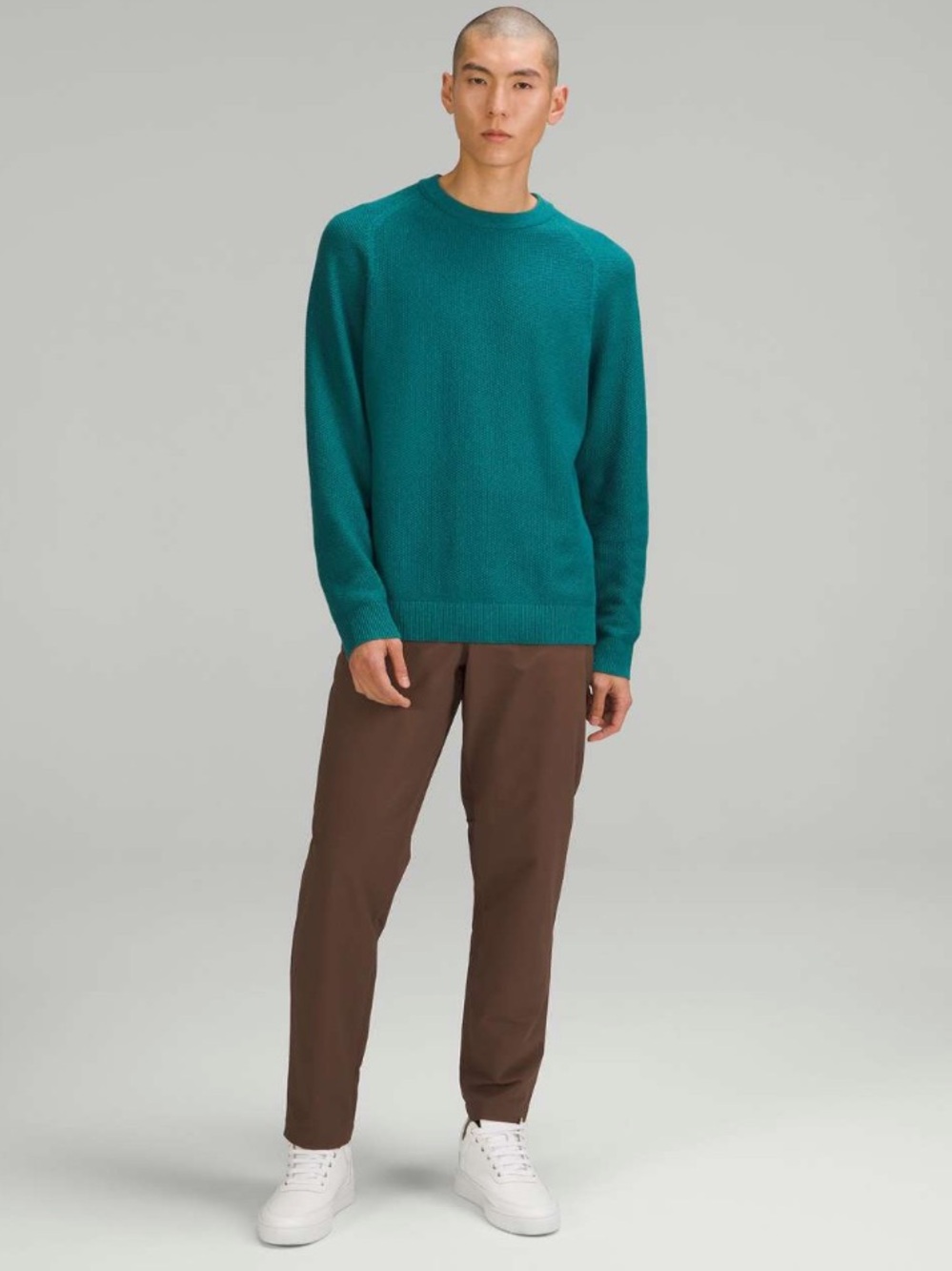 Lululemon Athletica Textured Knit Crewneck Sweater Heathered Green Jasper XL